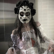 Load image into Gallery viewer, Halloween Cosplay Mask Dia de los Muertos Mexican Day of the Dead Spooky Veil Calavera Mask Lace Elegant Gothic Photo Prop Dance Party Mask