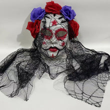 Load image into Gallery viewer, Halloween Cosplay Mask Dia de los Muertos Mexican Day of the Dead Spooky Veil Calavera Mask Lace Elegant Gothic Photo Prop Dance Party Mask