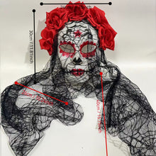 Load image into Gallery viewer, Halloween Cosplay Mask Dia de los Muertos Mexican Day of the Dead Spooky Veil Calavera Mask Lace Elegant Gothic Photo Prop Dance Party Mask