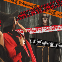 Load image into Gallery viewer, Halloween Warning Tape Caution Barrier Festival Warning Streamer Spooky Party Haunted House Outdoor Porch Yard Halloween Decoration Supplies