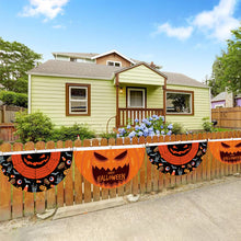 Load image into Gallery viewer, Fan-Shaped Halloween Banner 45x90cm Polyester Spooky Party Courtyard Fence Porch Ghost Pumpkin Banner Hang Halloween Flag Decorations