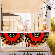 Load image into Gallery viewer, Fan-Shaped Halloween Banner 45x90cm Polyester Spooky Party Courtyard Fence Porch Ghost Pumpkin Banner Hang Halloween Flag Decorations