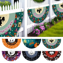 Load image into Gallery viewer, Fan-Shaped Halloween Banner 45x90cm Polyester Spooky Party Courtyard Fence Porch Ghost Pumpkin Banner Hang Halloween Flag Decorations