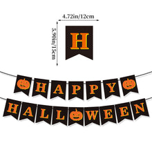 Load image into Gallery viewer, Happy Halloween Banner Ghost and Pumpkin Bunting Pennant Flag Photo Booth Orange Black Home Porch Atmosphere Party Decor Supplies