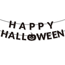 Load image into Gallery viewer, Happy Halloween Banner Ghost and Pumpkin Bunting Pennant Flag Photo Booth Orange Black Home Porch Atmosphere Party Decor Supplies