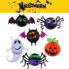 Load image into Gallery viewer, Halloween Hanging Decor Ghost Witch Spider Pumpkin Paper Lanterns DIY Halloween Hanging Crafts Halloween Porch Ceiling Hangings