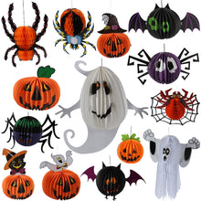 Load image into Gallery viewer, Halloween Hanging Decor Ghost Witch Spider Pumpkin Paper Lanterns DIY Halloween Hanging Crafts Halloween Porch Ceiling Hangings