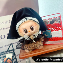 Load image into Gallery viewer, For Labubu 17cm Cute Creative Dark Gothic Nun Oath Clothes Doll Headscarf Cloak 10cm 10cm Cute Mini Plush Doll Clothes