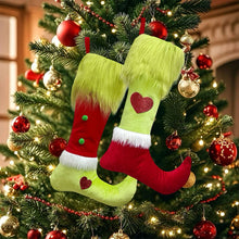 Load image into Gallery viewer, Christmas Stockings Long Hair Green Hair Christmas Elements Christmas Tree Hanging Socks Candy Bags Christmas Pendants Gift Bags