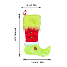 Load image into Gallery viewer, Christmas Stockings Long Hair Green Hair Christmas Elements Christmas Tree Hanging Socks Candy Bags Christmas Pendants Gift Bags
