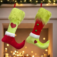 Load image into Gallery viewer, Christmas Stockings Long Hair Green Hair Christmas Elements Christmas Tree Hanging Socks Candy Bags Christmas Pendants Gift Bags