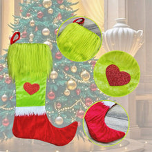 Load image into Gallery viewer, Christmas Stockings Long Hair Green Hair Christmas Elements Christmas Tree Hanging Socks Candy Bags Christmas Pendants Gift Bags