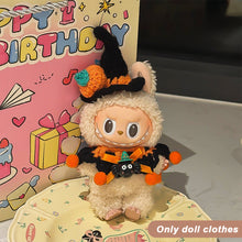 Load image into Gallery viewer, Miniature Halloween Hand-knitted Doll Costume with Hat for 17cm Labubu Dolls Cute DIY Doll Clothes Lovely Outfit Gifts for Girls Friends
