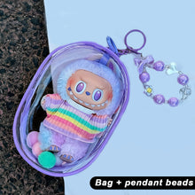 Load image into Gallery viewer, For 17cm Labubu V1 V2 V3 15cm Cotton Doll Outfit Crossbody Pain Bag PVC Storage Bag Dolls Display Bag