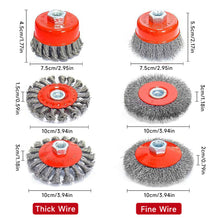 Load image into Gallery viewer, M14x2 Threaded Rust Removal Polishing Brush Set Multi-Size Bowl Shape Steel Wire Metal Cleaning Brush Angle Grinder Welding Cleanup Toolbox Essential
