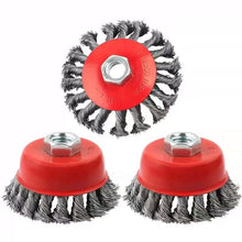 Load image into Gallery viewer, M14x2 Threaded Rust Removal Polishing Brush Set Multi-Size Bowl Shape Steel Wire Metal Cleaning Brush Angle Grinder Welding Cleanup Toolbox Essential