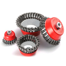 Load image into Gallery viewer, M14x2 Threaded Rust Removal Polishing Brush Set Multi-Size Bowl Shape Steel Wire Metal Cleaning Brush Angle Grinder Welding Cleanup Toolbox Essential