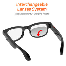 Load image into Gallery viewer, Smart Bluetooth Glasses with Detachable Lenses Blue Light Blocking Sunglasses with Call Music Photo AI Voice Assistant Functions (AIMB-V3)