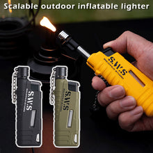 Load image into Gallery viewer, Retractable Inflatable Lighter Portable Windproof Direct Impact Blue Flame Jet Torch for Outdoor Camping BBQ
