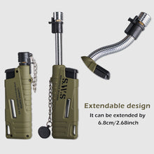 Load image into Gallery viewer, Retractable Inflatable Lighter Portable Windproof Direct Impact Blue Flame Jet Torch for Outdoor Camping BBQ
