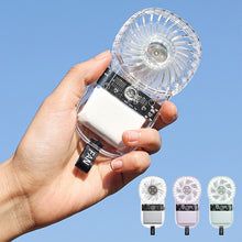Load image into Gallery viewer, Transparent Card Pocket Fan With Seven-Color Ambient Light USB Charging Portable Handheld High-Wind Fan