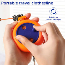 Load image into Gallery viewer, Portable Travel Clothesline Retractable No-Drill Hanging Rope with Hooks for Outdoor Camping Hotel Dormitory