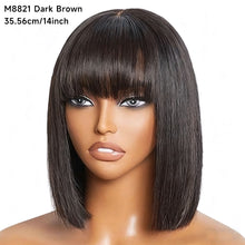 Load image into Gallery viewer, Synthetic Wigs Bob Wig with Bangs Women Glueless Headband Wigs Daily Use Beginner Friendly Whole Wig Cover