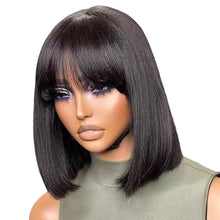 Load image into Gallery viewer, Synthetic Wigs Bob Wig with Bangs Women Glueless Headband Wigs Daily Use Beginner Friendly Whole Wig Cover