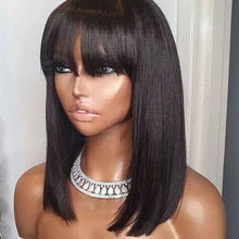 Load image into Gallery viewer, Synthetic Wigs Bob Wig with Bangs Women Glueless Headband Wigs Daily Use Beginner Friendly Whole Wig Cover