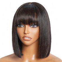 Load image into Gallery viewer, Synthetic Wigs Bob Wig with Bangs Women Glueless Headband Wigs Daily Use Beginner Friendly Whole Wig Cover
