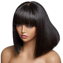 Load image into Gallery viewer, Synthetic Wigs Bob Wig with Bangs Women Glueless Headband Wigs Daily Use Beginner Friendly Whole Wig Cover