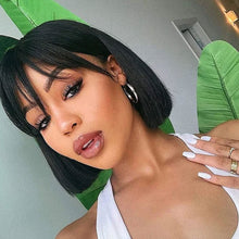 Load image into Gallery viewer, Short Bob Wigs Hair Bangs Headband Bob Wig Natural and Realistic Fashionable Short Hair Headband Straight Hair Wig