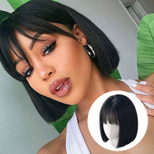 Load image into Gallery viewer, Short Bob Wigs Hair Bangs Headband Bob Wig Natural and Realistic Fashionable Short Hair Headband Straight Hair Wig