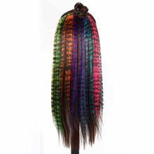 Load image into Gallery viewer, Stripe Printed Hair Colorful Long Straight Hair Pieces Synthetic Clip-in Hair Extensions Synthetic Straight Hair Wig for Daily Use Party