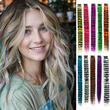 Load image into Gallery viewer, Stripe Printed Hair Colorful Long Straight Hair Pieces Synthetic Clip-in Hair Extensions Synthetic Straight Hair Wig for Daily Use Party