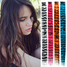 Load image into Gallery viewer, Stripe Printed Hair Colorful Long Straight Hair Pieces Synthetic Clip-in Hair Extensions Synthetic Straight Hair Wig for Daily Use Party