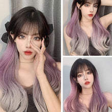 Load image into Gallery viewer, Long Hair Highlight Gradient Wig Piece Women's One-Piece Extension Natural Seamless Wig Volumizing for Increasing Straight Curly