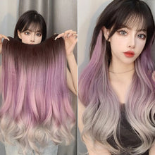 Load image into Gallery viewer, Long Hair Highlight Gradient Wig Piece Women's One-Piece Extension Natural Seamless Wig Volumizing for Increasing Straight Curly