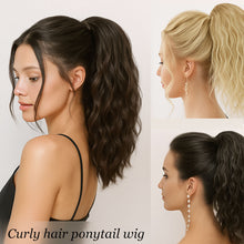 Load image into Gallery viewer, Premium Synthetic Curly Claw Clip in Ponytail Daily Use Blonde Short Hairpiece Fluffy False Hair Lady Pigtail Hair Extensions