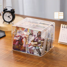 Load image into Gallery viewer, Blind Box Photo Card Storage Case Acrylic Transparent Holder for Pop Mart Name Cards Compartment Flip-Lid Organizer Box