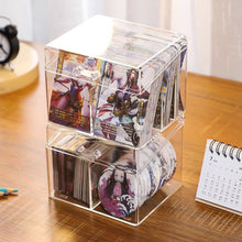 Load image into Gallery viewer, Blind Box Photo Card Storage Case Acrylic Transparent Holder for Pop Mart Name Cards Compartment Flip-Lid Organizer Box