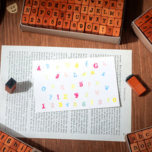 Load image into Gallery viewer, 70 Pieces Vintage-Style Wooden Stamp Set Box Cross-Border Upper Lowercase English Letters Numbers Symbols Stamps for Scrapbooking Craft Use