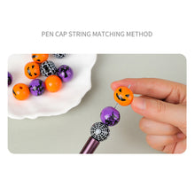 Load image into Gallery viewer, Pumpkin Spider Witch Halloween Devil Alien Theme DIY Beaded Ballpoint Pen&Wooden Silicone Bead Pendant Set