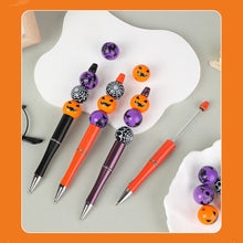 Load image into Gallery viewer, Pumpkin Spider Witch Halloween Devil Alien Theme DIY Beaded Ballpoint Pen&Wooden Silicone Bead Pendant Set