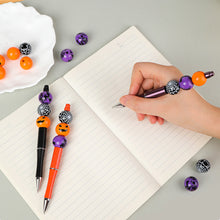 Load image into Gallery viewer, Pumpkin Spider Witch Halloween Devil Alien Theme DIY Beaded Ballpoint Pen&Wooden Silicone Bead Pendant Set