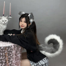Load image into Gallery viewer, Furry Anime Dog Ear Headband Tail Cartoon Comic-Con Cosplay Accessories Plush Simulation Animal Ears Tail