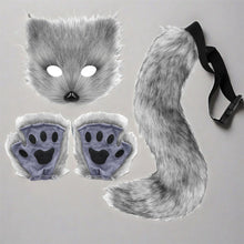 Load image into Gallery viewer, Foxes Mask+Tail +Gloves Set Halloween Cosplays Costume Accessorie Theme Party Dress Up Props Carnival Party Costumes Accessories