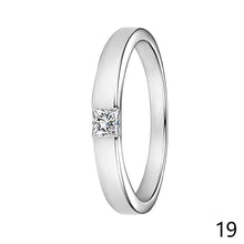 Load image into Gallery viewer, Sparkling Moissanite Couple Rings Set Classic S925 Sterling Silver Fixed Size Engagement Ring with Bow Gift Box