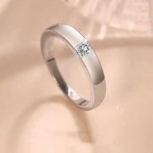 Load image into Gallery viewer, Sparkling Moissanite Couple Rings Set Classic S925 Sterling Silver Fixed Size Engagement Ring with Bow Gift Box