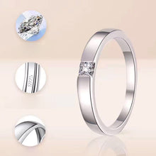 Load image into Gallery viewer, Sparkling Moissanite Couple Rings Set Classic S925 Sterling Silver Fixed Size Engagement Ring with Bow Gift Box